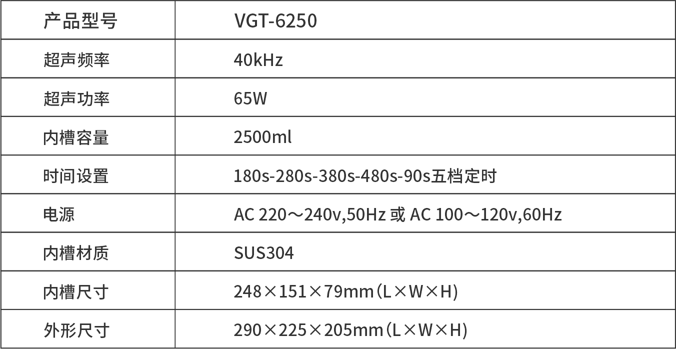 VGT-6250 家用小型奶瓶超聲波清洗機